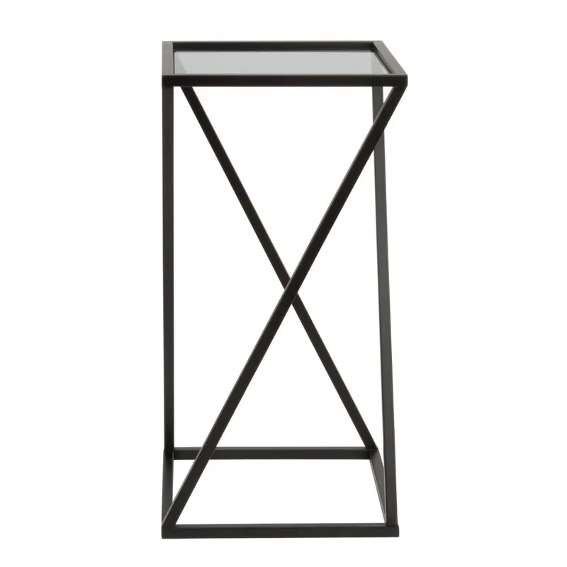 Bout de canapé en métal noir et verre