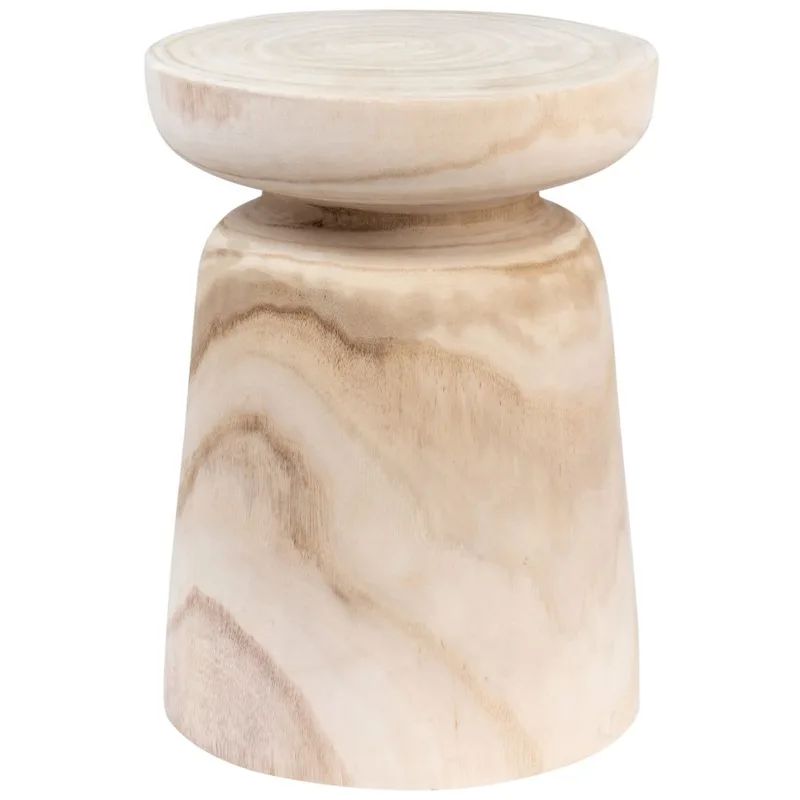 Bout de canapé en bois de paulownia beige