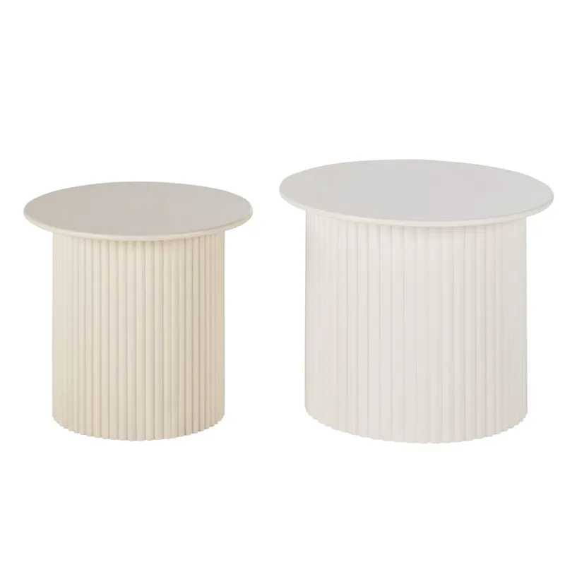 Bouts de canapé blanc et beige (x2)