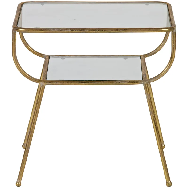 Table d'appoint en métal et verre laiton
