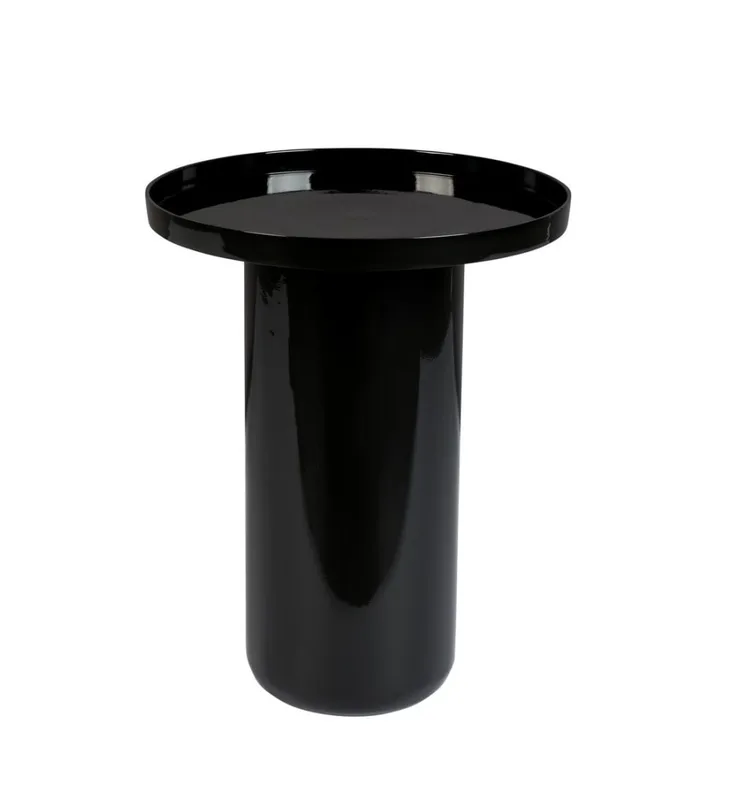 Table d'appoint ronde en aluminium laqué noir