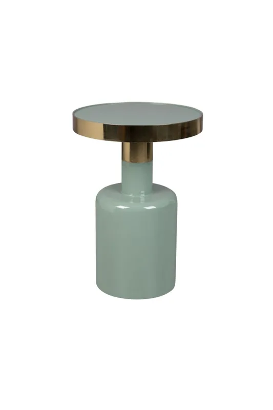 Table d'appoint ronde émaillée vert d'eau