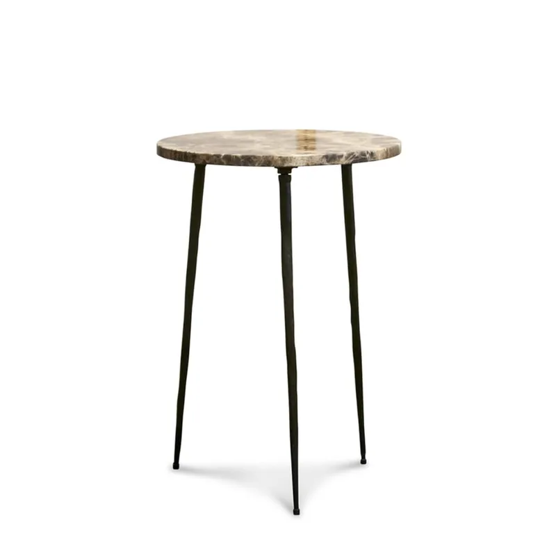 Petite table d'appoint en marbre gris et métal