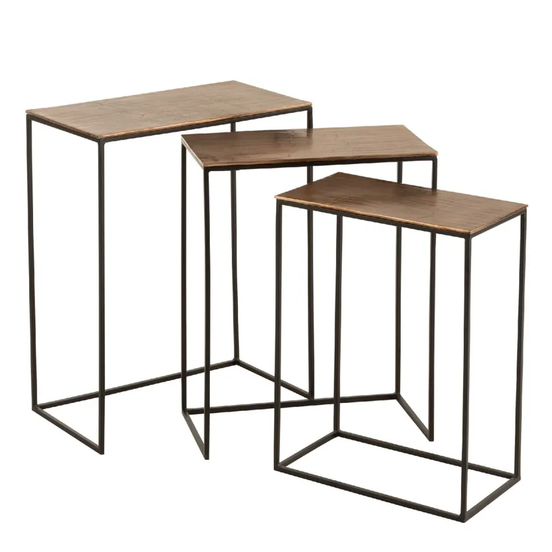 Lot de 3 table gigognes rectangulaires en aluminium aluminium/métal