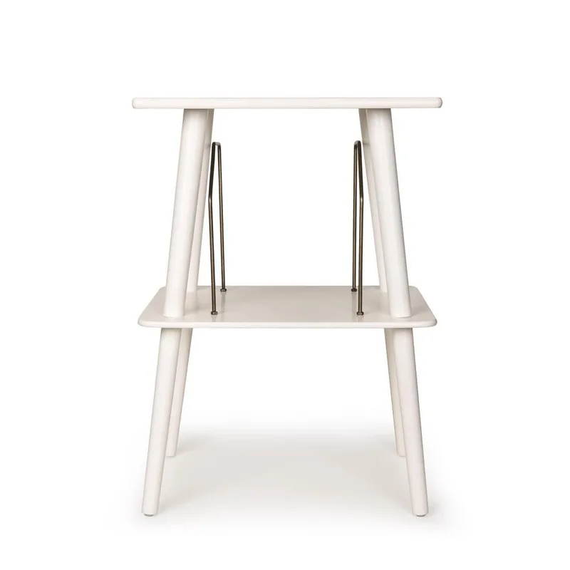 Table en placage blanc avec rangement pour disques vinyle