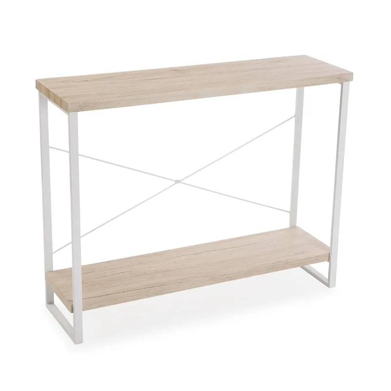 Console d'entrée en aggloméré imitation bois et métal blanc