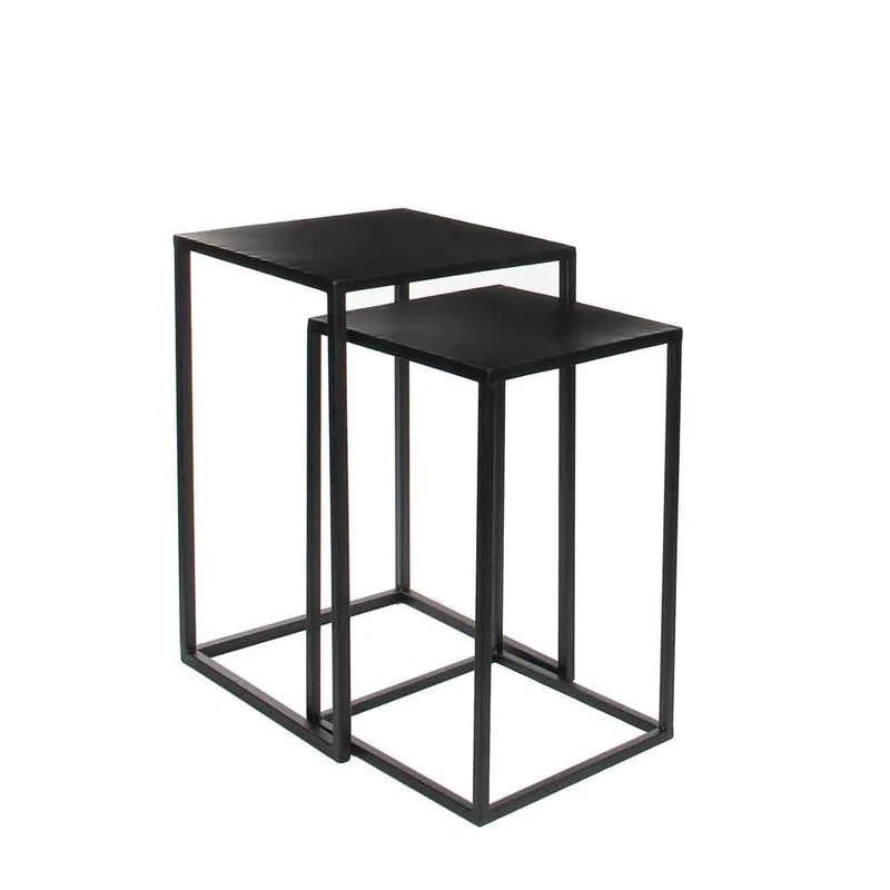 Ensemble de table d'appoint Goa Noir Fer H55xB35xL35cm