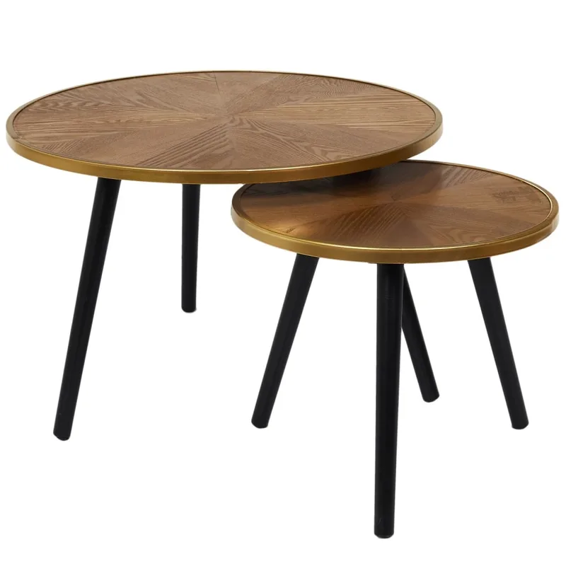Duo de tables gigogne noir et doré or