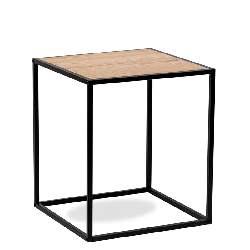 Table d'appoint industrielle en métal et bois noir