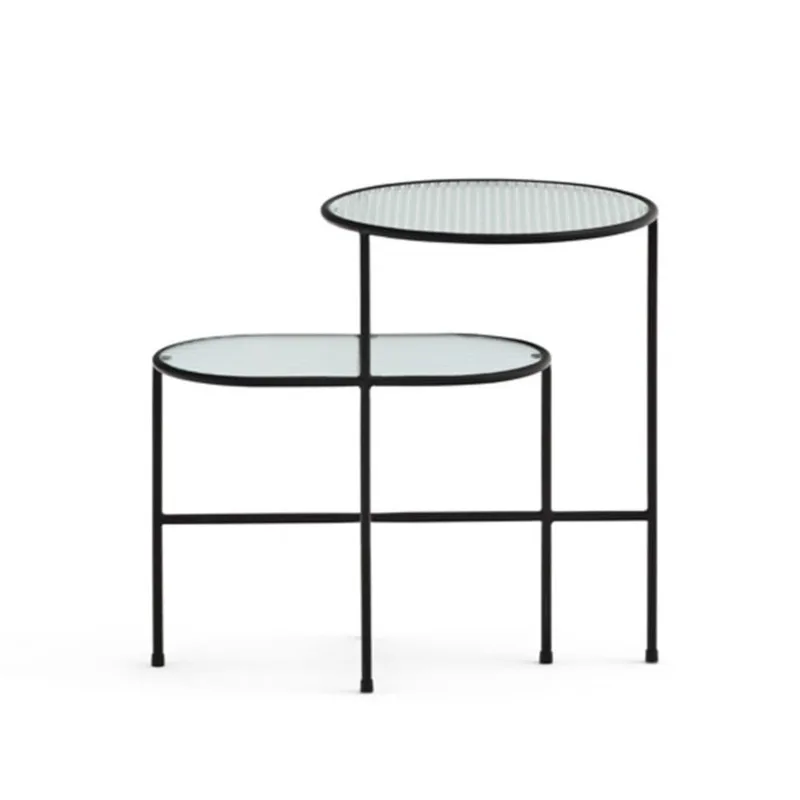 Table d'appoint effet gigogne en métal et verre noir