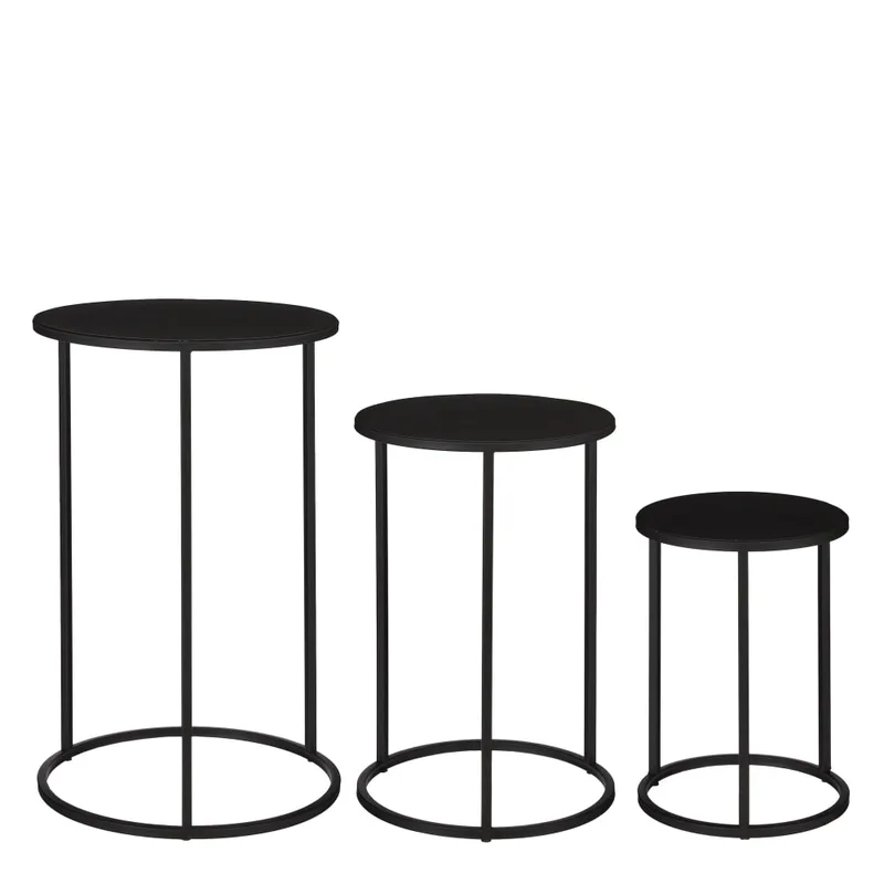 Ensemble de table d'appoint Quinty Noir Fer H50xB32xL32cm