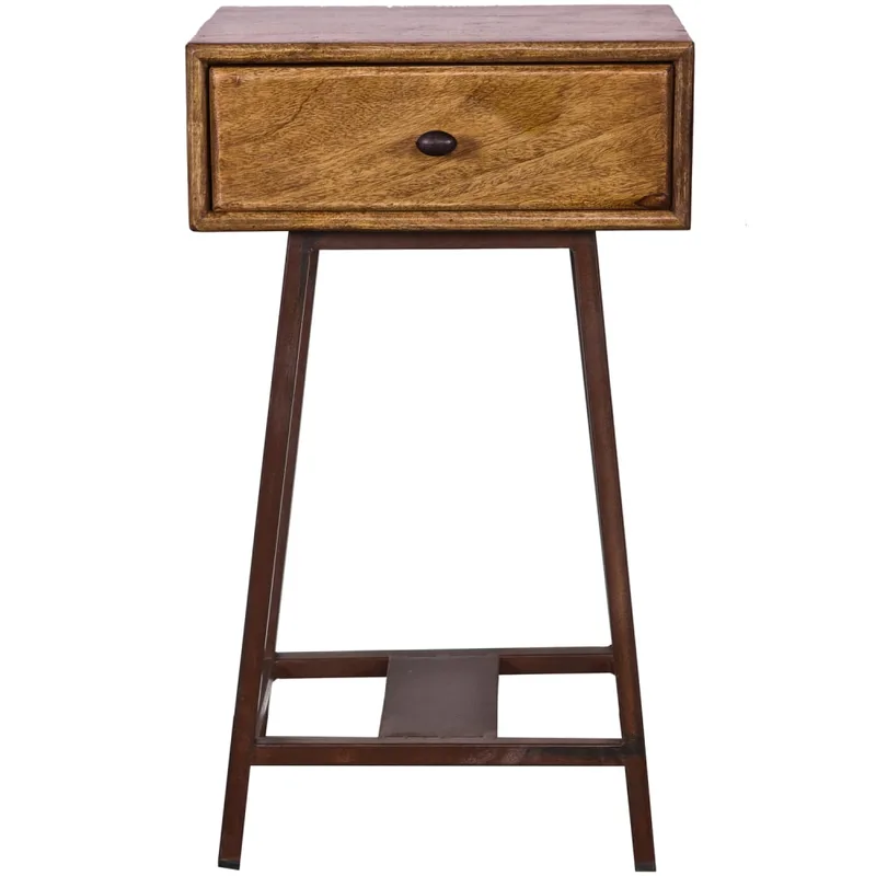 Table de chevet en bois et métal