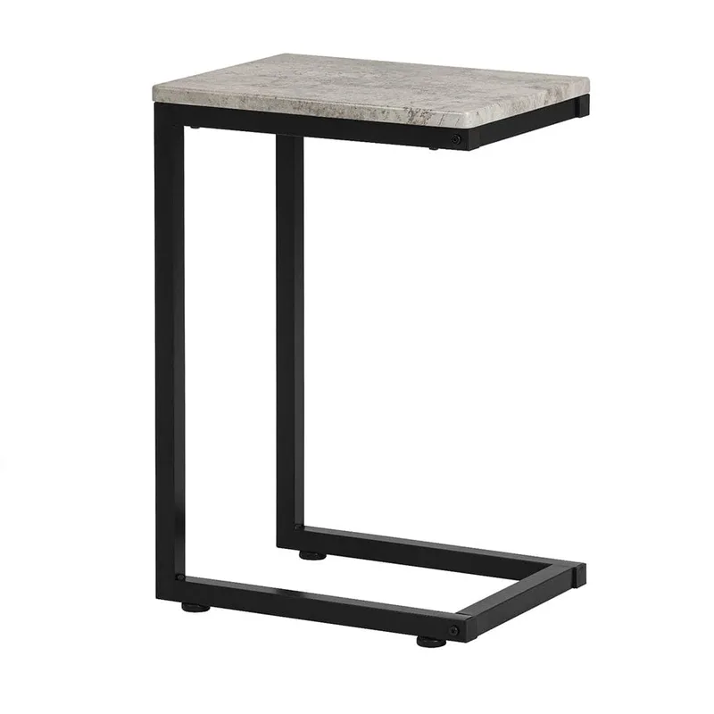 Table d’appoint moderne en panneau de particules et métal gris