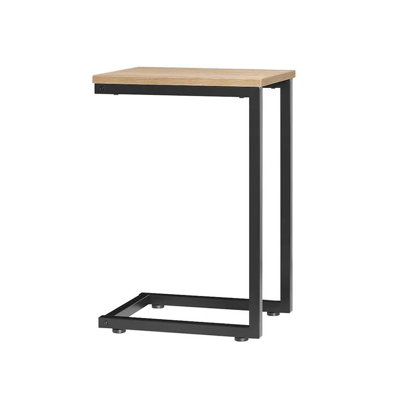 Table d’appoint effet bois et métal noir