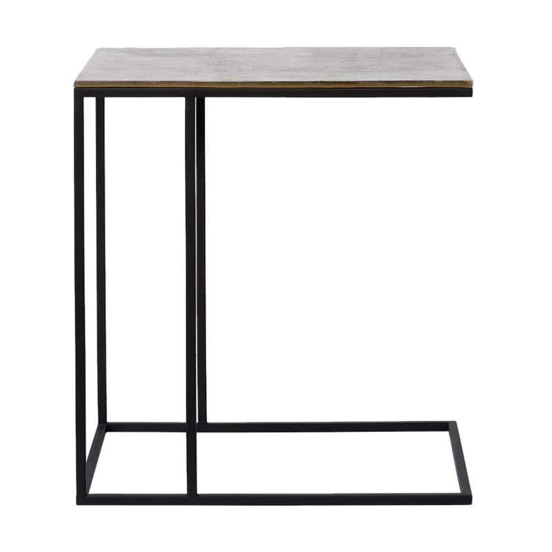 Table d'appoint en bronze métallique et hauteur rectangulaire de 55 cm