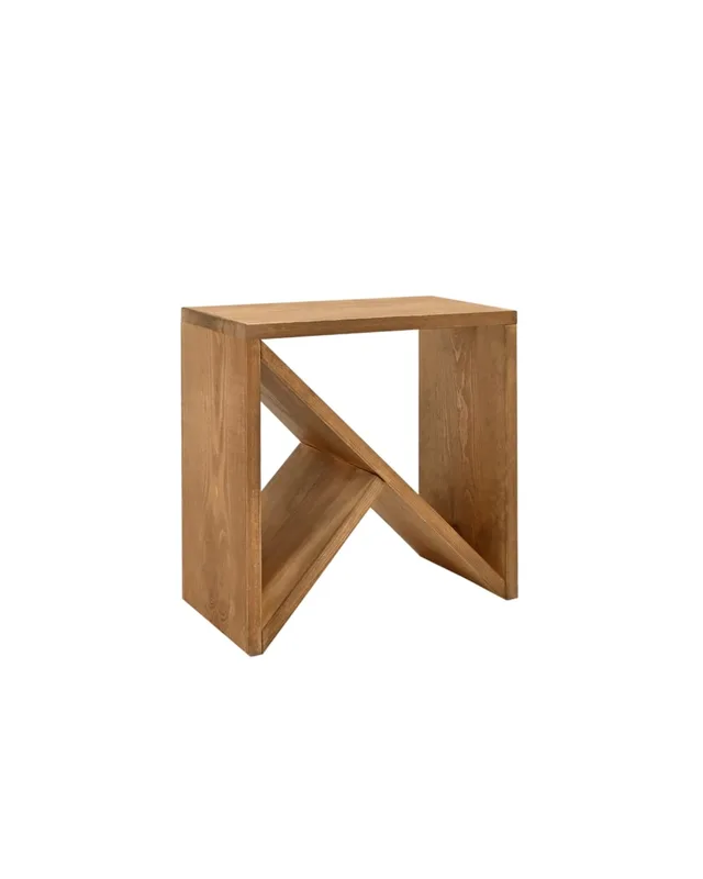 Table d'appoint en bois de pin vieilli 50x50cm