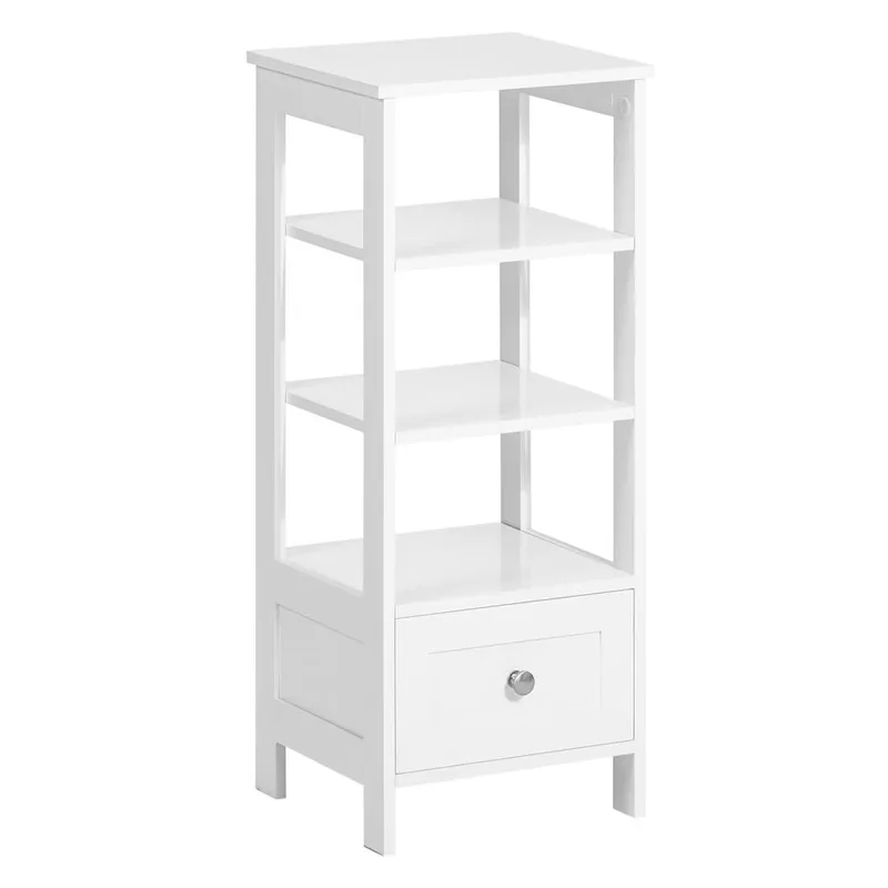 Table d’appoint en 3 niveaux avec 1 tiroir effet bois blanc