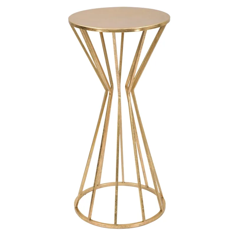 Table ronde en métal doré Ø 38x80 cm