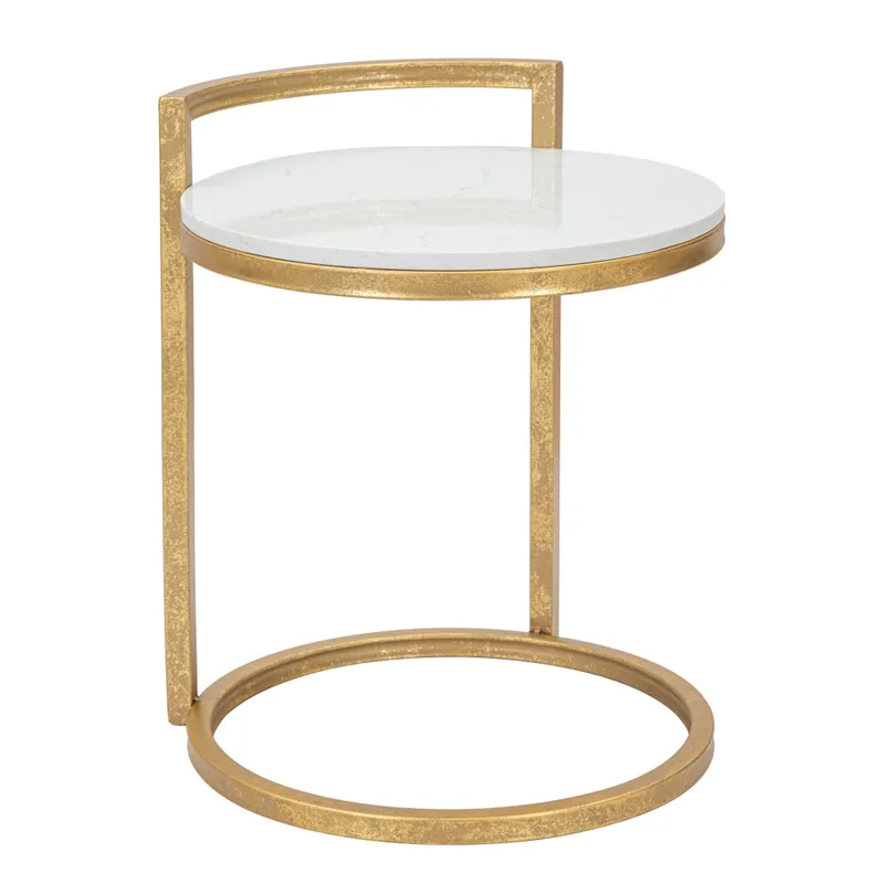 Table basse en métal doré avec plateau blanc 40x43x50  cm