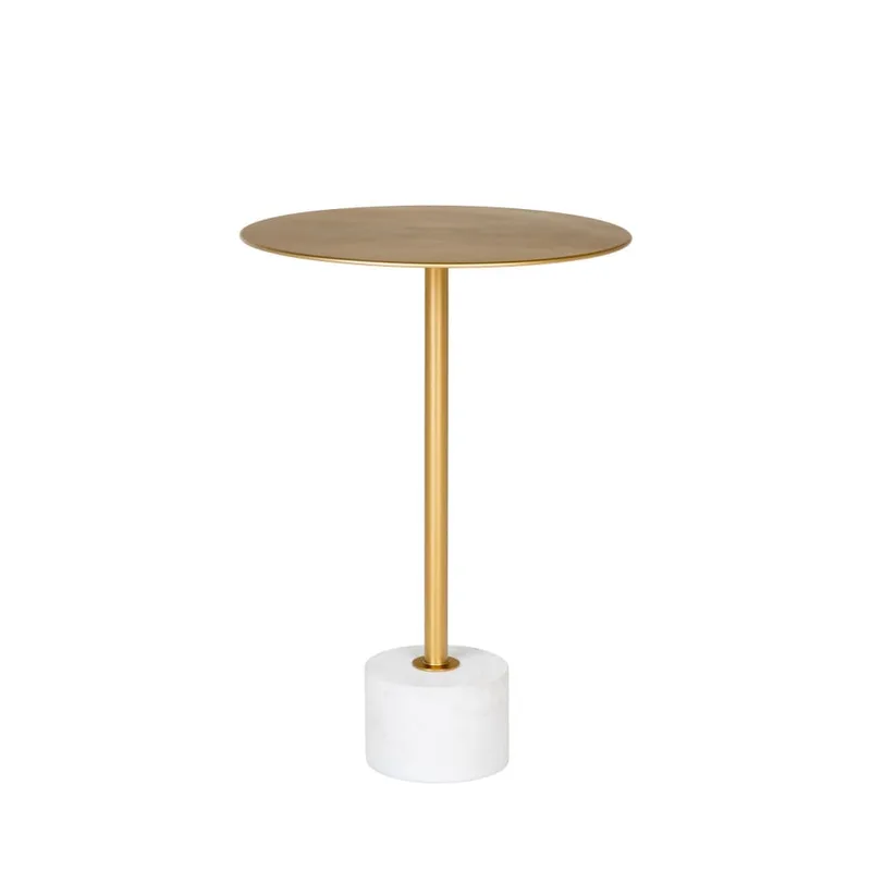 Table d'appoint en effet laiton et marbre ø41cm - Laiton