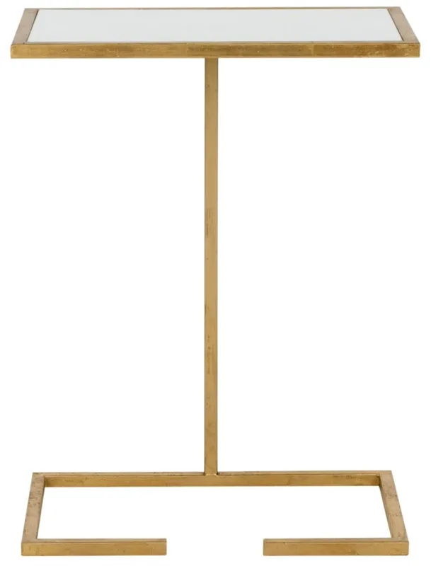 Table d'appoint en fer/verre blanc/or