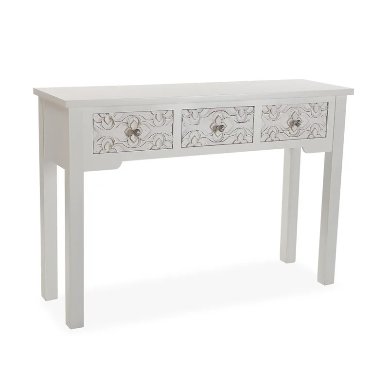 Console d'entrée avec 3 tiroirs en aggloméré imitation bois blanc