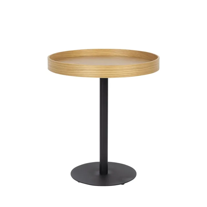 Table d'appoint ronde en bois et métal ø45cm - Bois clair