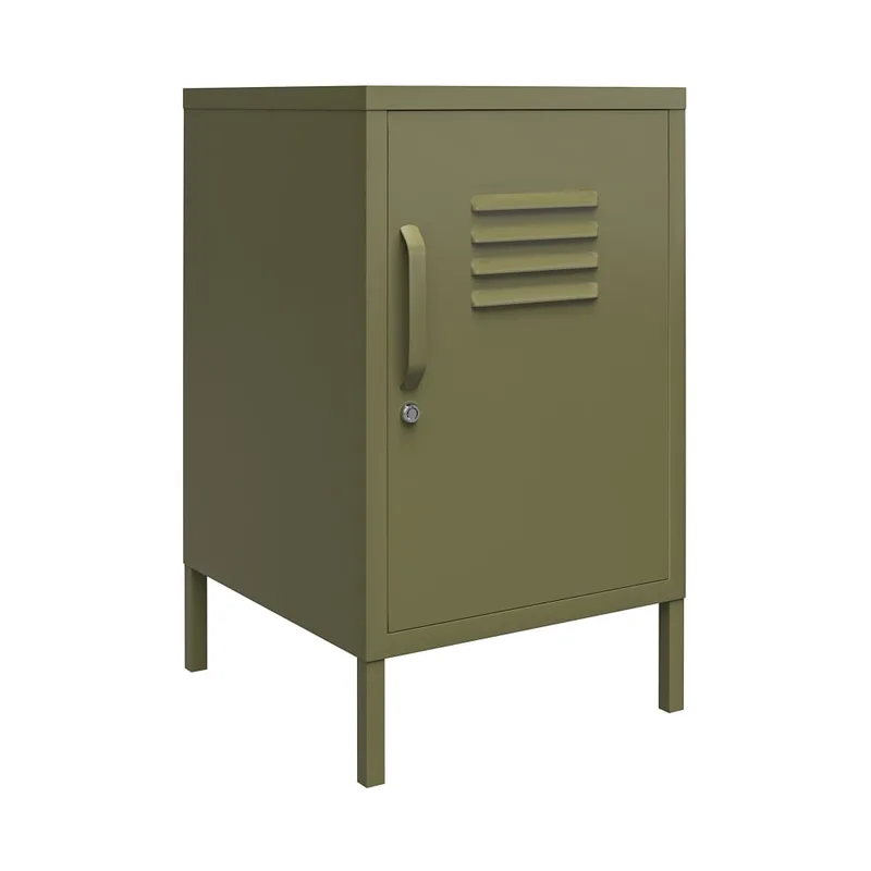 Table d'appoint avec 1 porte en métal vert olive