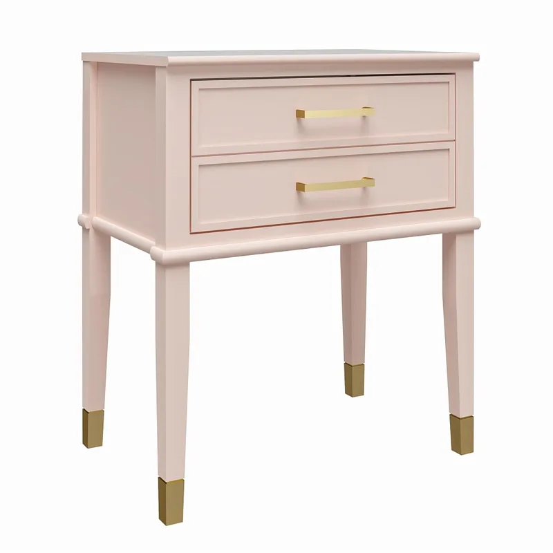 Table d'appoint avec 1 tiroir en mélaminé rose