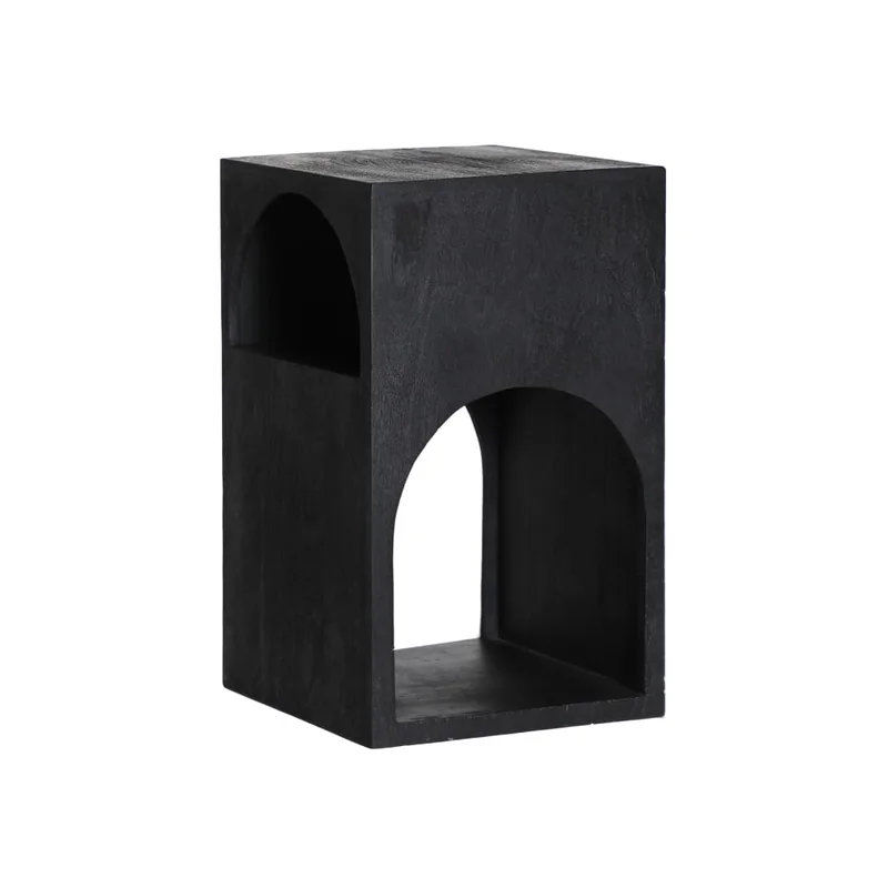 Table basse en bois de mangue noir 30x30x50 cm