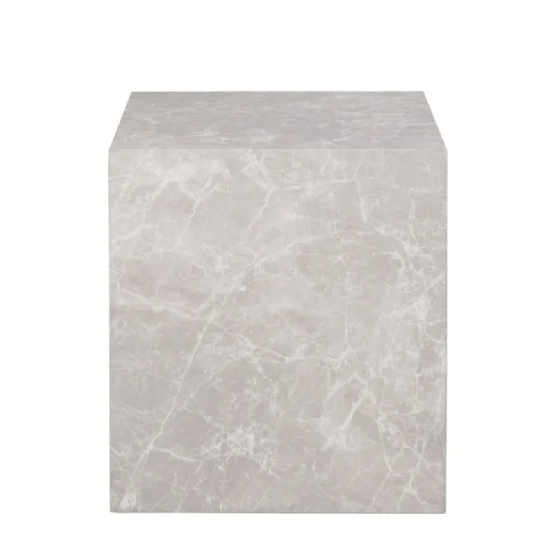 Table d'appoint cube effet marbre beige DERRY beige 40x40x45cm