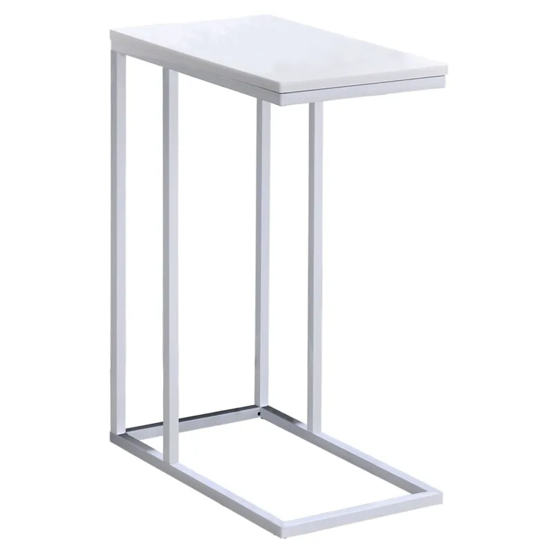 Table d'appoint avec plateau, cadre en métal, blanc/blanc