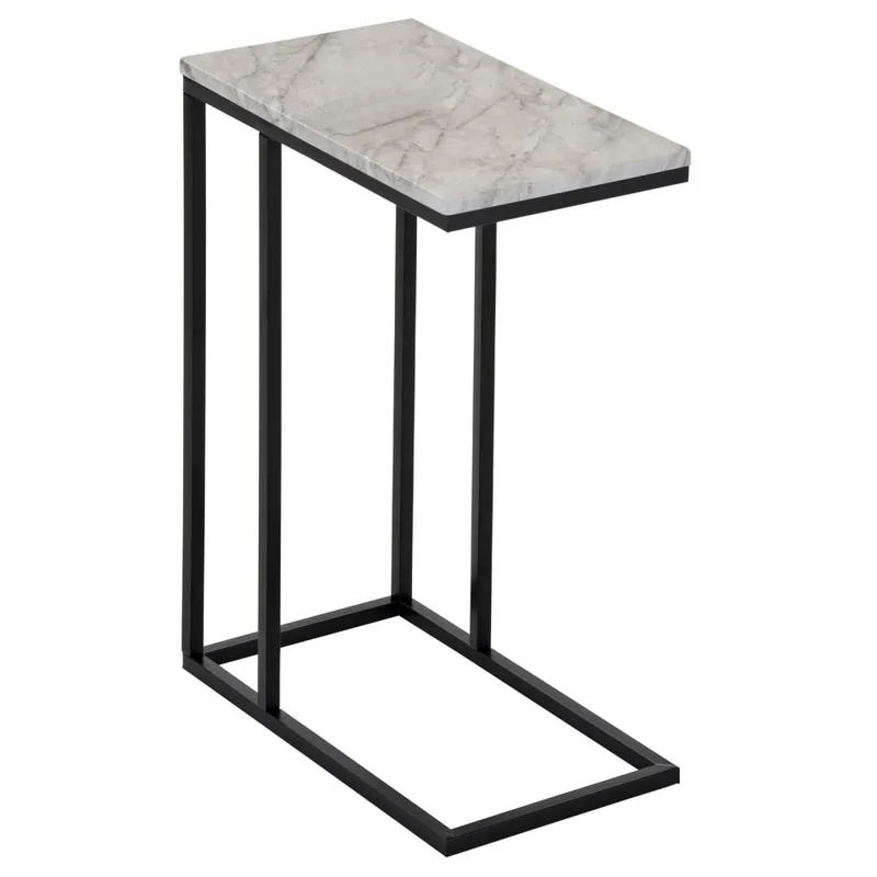 Table d'appoint avec plateau simili marbre, blanc