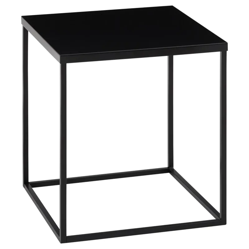 Table d'appoint avec plateau en métal laqué, noir