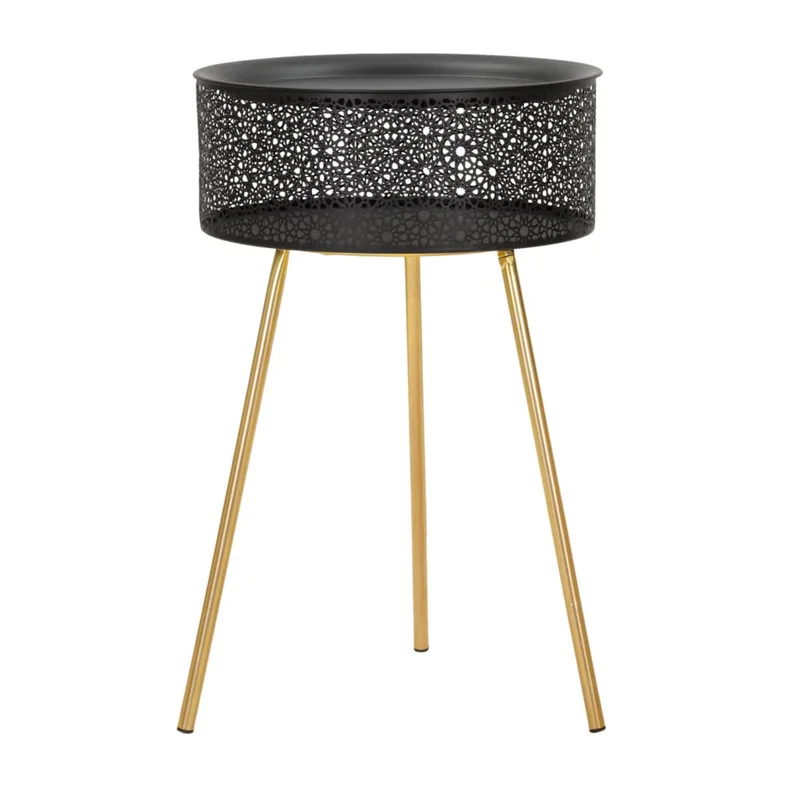 Table basse en métal noir et doré Ø cm 40x65