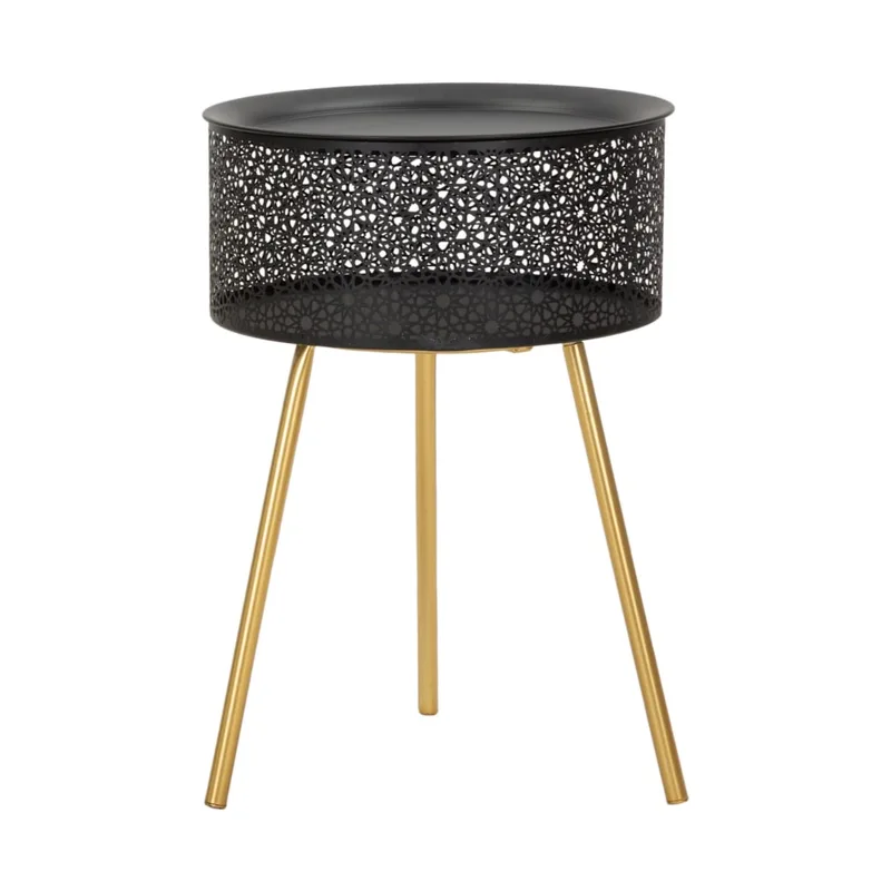 Table basse en métal noir et doré Ø 35x50  cm