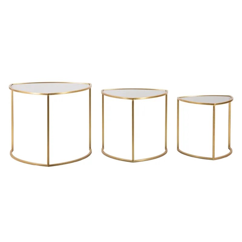 Lot de 3 tables basses en métal doré 60x60x50-50x50x45-40x40x40  cm
