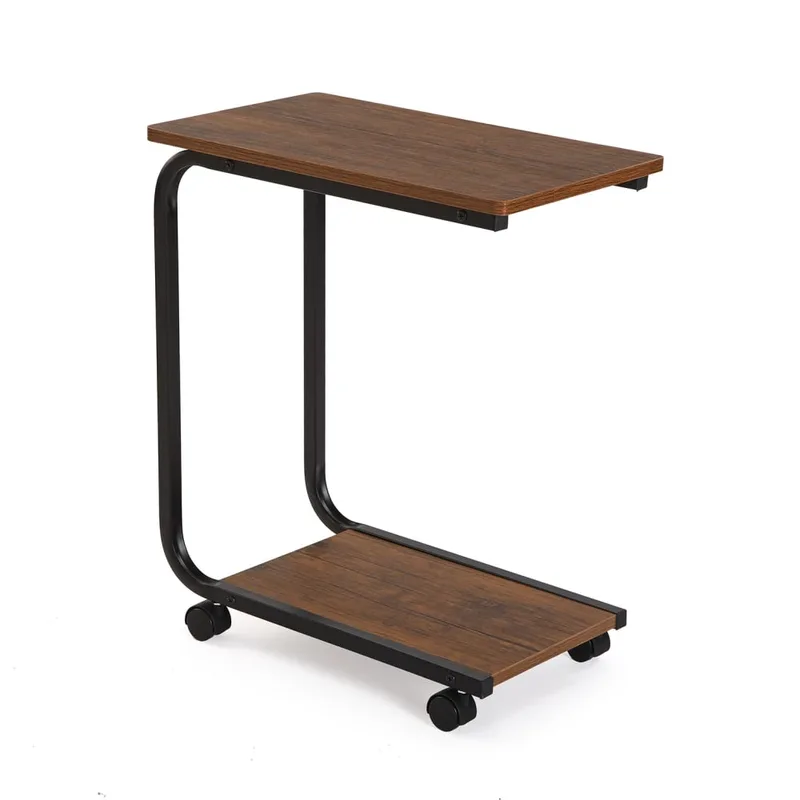 Table d'appoint en aggloméré imitation bois et métal noir