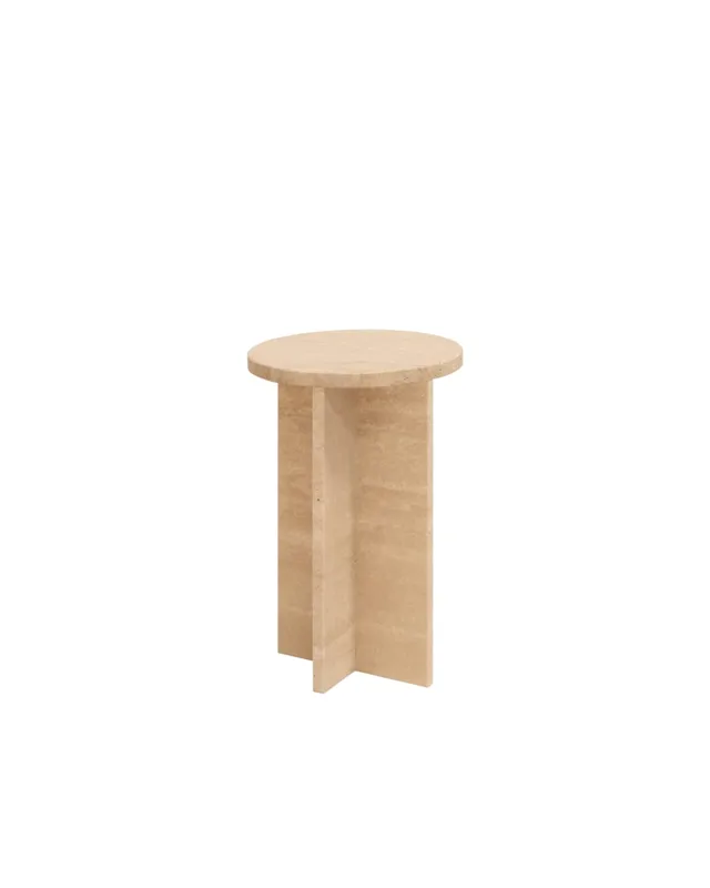 Table d'appoint ronde en marbre travertin de Ø28cm