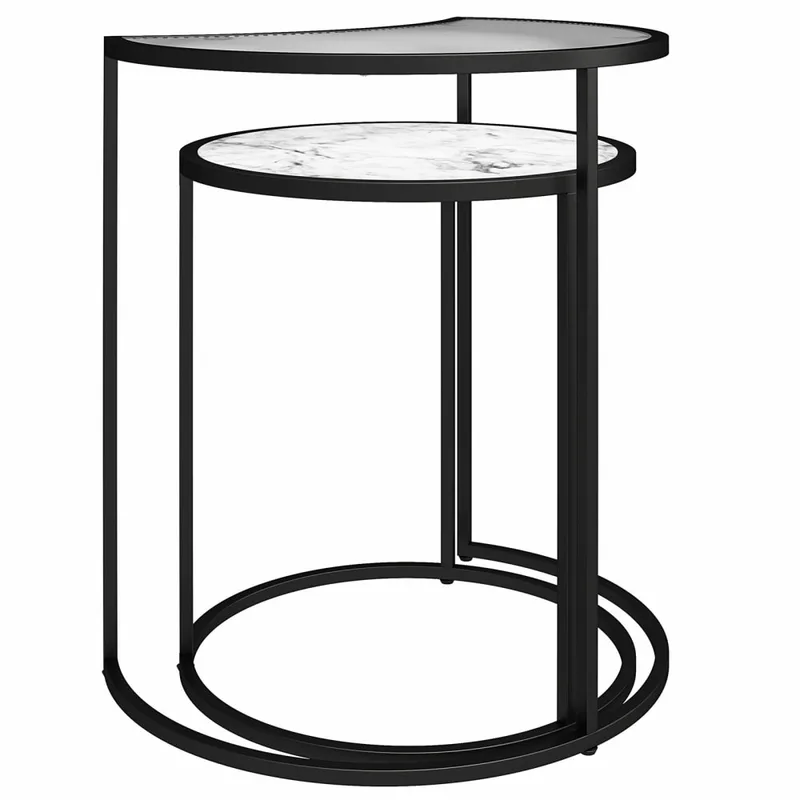 Tables gigognes en effet marbre/verre