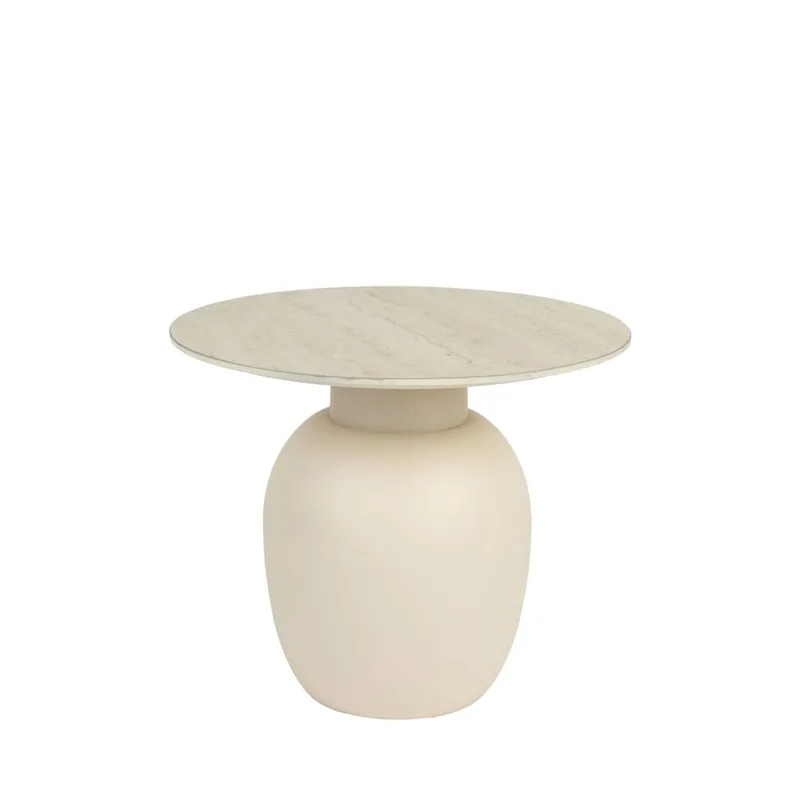 Table d'appoint ronde effet travertin ø50cm - Beige