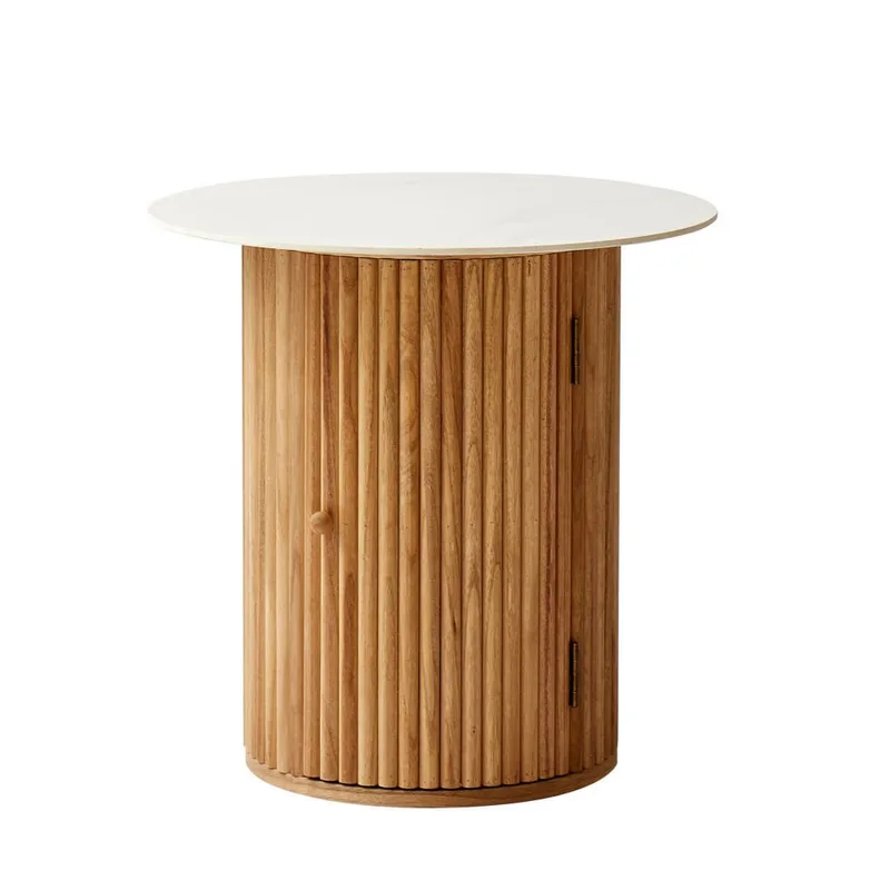 Table d'appoint en bois avec plateau effet marbre