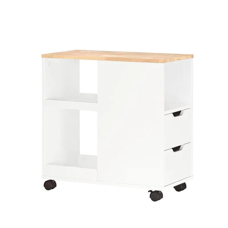 Bout de canapé avec 2 tiroirs effet bois blanc