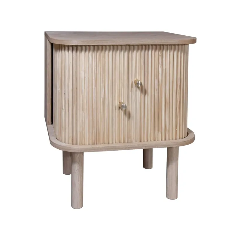Meuble d'appoint en bois clair avec portes coulissantes
