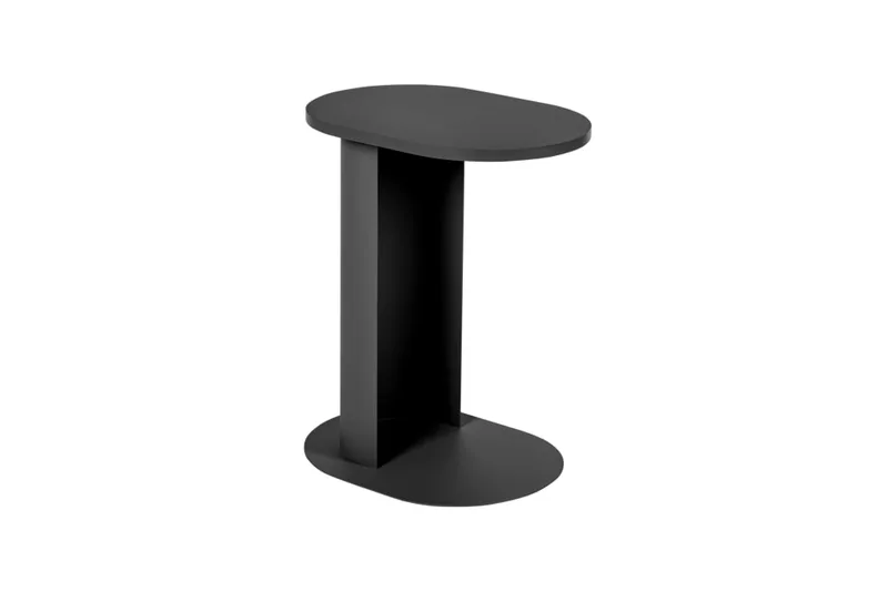 Table d'appoint asymétrique en acier et panneaux de fibres, noir
