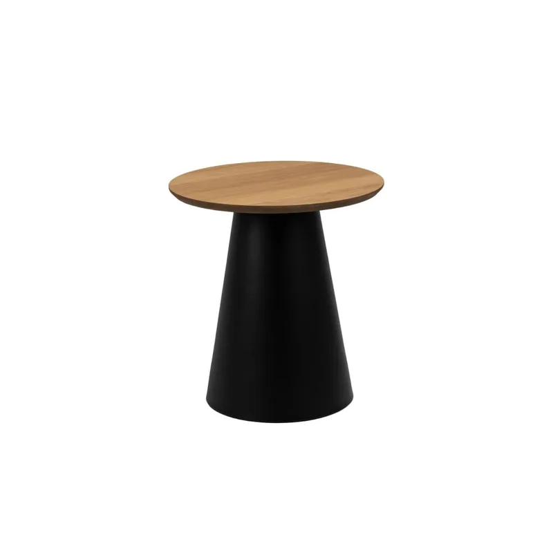 Bout de canapé rond en bois et métal noir D45