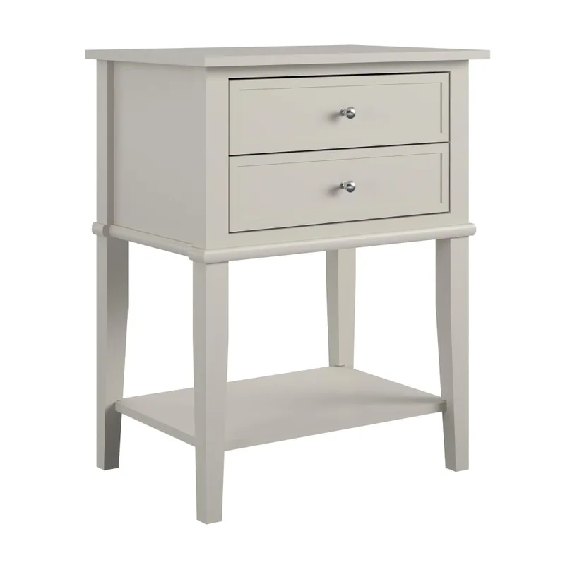 Table d'appoint avec 2 tiroirs en mélaminé beige