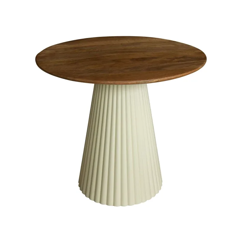 Table d'appoint en bois de manguier et pieds en métal écru
