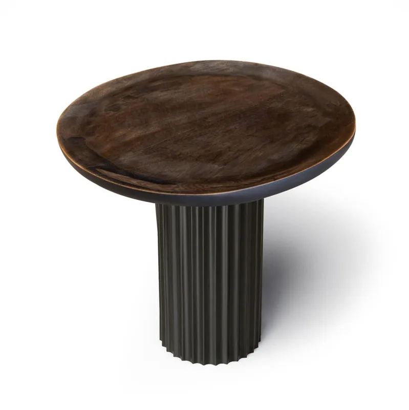 Table d'appoint en bois de manguier et pied en métal noir