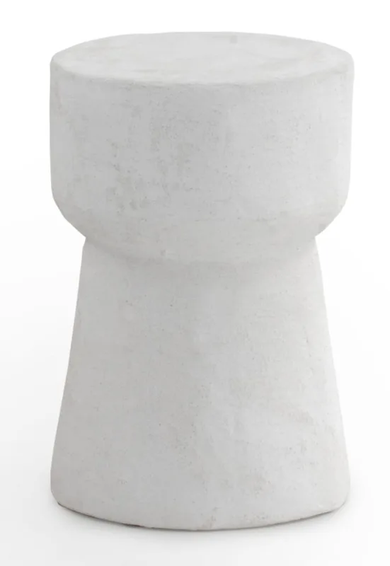 Table d'appoint en polyrésine couleur ciment blanc